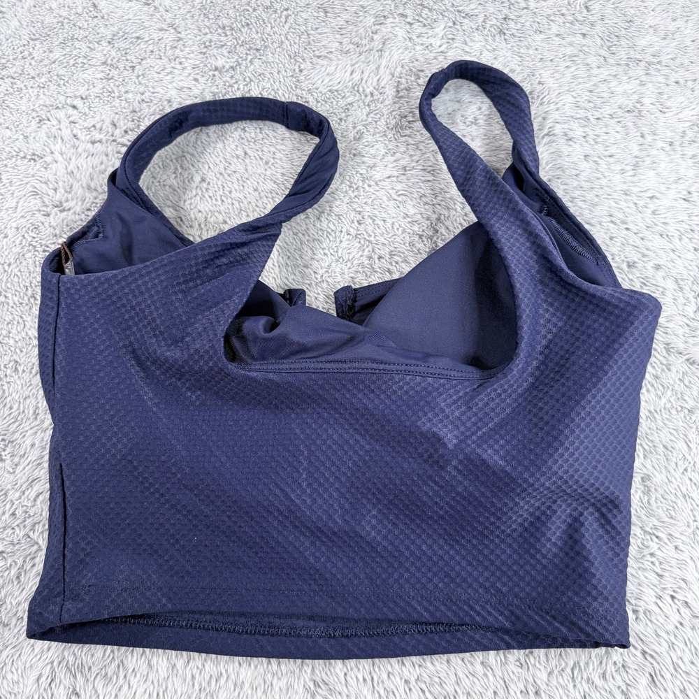 Calia Ubar LL Longline Bikini Top Blue Textured Swim XS WSA15204M NWT - Picture 2 of 4